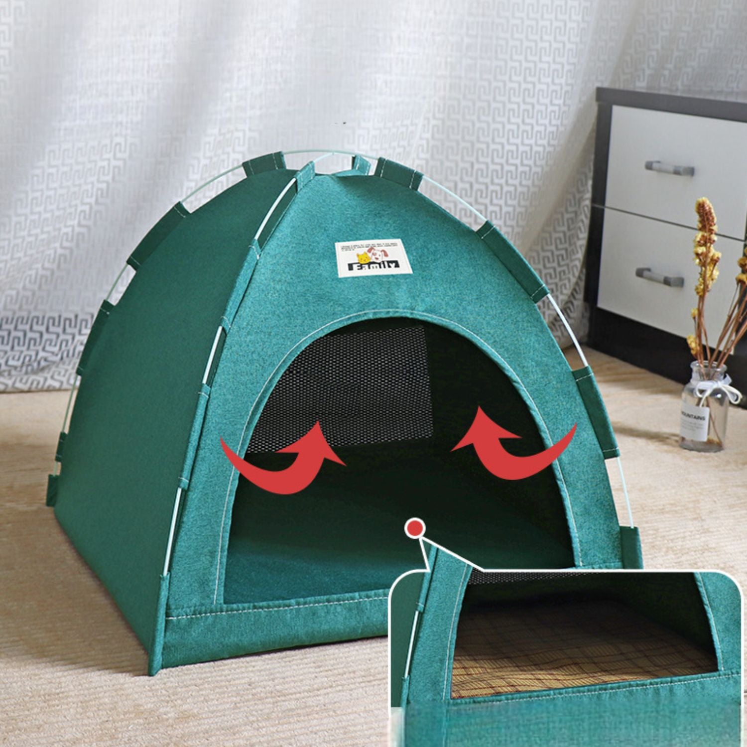 Hond Kat Tent Opvouwbaar wit met geschreven prints